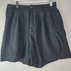 GAP Womens Black Linen Blend Shorts Size 8 High Rise Pleated Coastal Beach Comfy